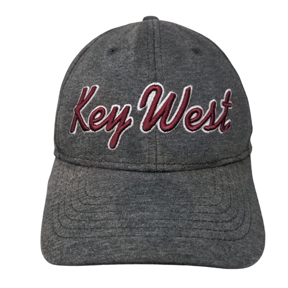 Key West Fitted Hat Gray One Size Adjustable Embroidered 6 Panel Essential Caps